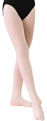 Soudittur Collants de Danse Classique pour Filles/Femmes Collants pour Enfant Uniforme Scolaire Opaque 90 DEN Rose, L (140-165 cm)