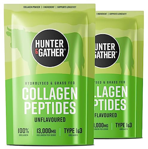 Hunter & Gather Grass Fed Bovine Collagen Powder 2x400g | Pure Unflavoured Premium Hydrolysed Bovine Collagen Peptides Powder for Hair Skin Nails Muscles | Collagen Supplements for Women and Men