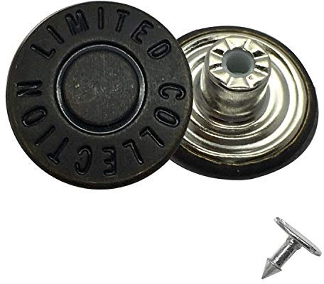 Trimming Shop 8 X Jean Nietenknöpfe 17mm Breit, Ersatz für Fehlende Knöpfe auf Jeans, Jacken, Kleidung - Design14, 17mm