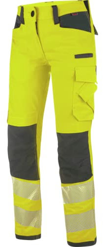 WÜRTH MODYF Warnschutz Bundhose Neon Damen - professionelle Arbeitshose für Damen - Warnschutzhose mit Knieschutztaschen - in der Größe 48 in Gelb