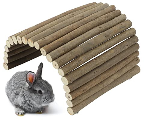 Wooden Hamster Bridge,Shrub Rodents Chewing Climbing Tunnel Small Animal Bendy Bridge Ramp Hut Hideout for Guinea Pigs Hedgehogs Chinchillas and Other Rodents