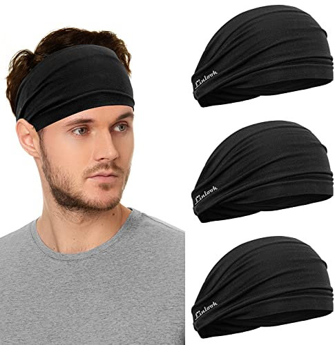 Stirnband für Herren und Damen - Breit Schweißband Stirn für Sport Fitness Joggen Laufen Radfahren Wandern und Yoga - Elastisch Sport Haarband für Damen und Herren 3 Stück Grau… Einheitsgröße
