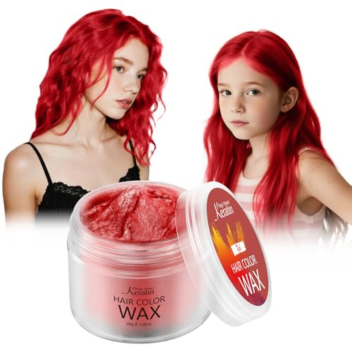 Cire de couleur de cheveux, Magic Master Keratin pommades coiffantes à la cire de cheveux, temporaire pour les cheveux pour hommes et femmes, festival, cosplay et Halloween (Rouge)