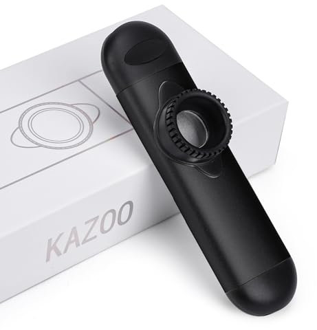 Rockhouse Metall-Kazoo mit verstellbaren Tönen für Unterhaltung und alle Musikinstrumente (schwarz, 30 Membranen im Lieferumfang enthalten)