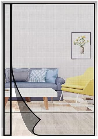 Insect Protection Fly Grid Roller Blind Door Insect Protection rollero, 70x195cm with Heavy Duty mesh and Full Frame Nylon Buckle, Black