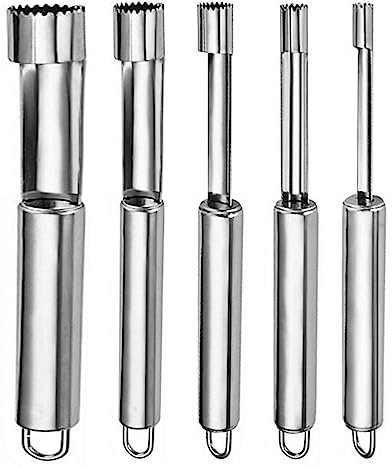 WJI 5 Stück Apfelentkerner, Apfelausstecher aus Rostfreiem Edelstahl,Ananasschneider,Apfelstecher,Apfelkernausstecher mit Aufhängeöse,Leicht zu Reinigen, Spülmaschinenfest