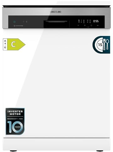 Cecotec Lavavajillas 60cm Independiente Bolero Aguazero 6500 C. 15 Cubiertos, 3ª Bandeja, 6 Programas con Dual Zone Wash, Dry+, Auto Open, Media Carga, Comienzo Diferido, Motor Inverter Plus