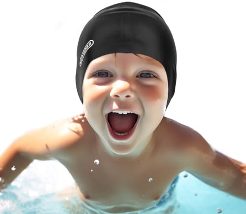KIDVERSE Bonnet de Bain Enfant - Tissu antidérapant avec Protection UV - Piscine Fille garçon - qualité certifiée