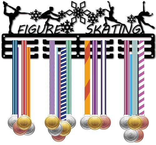 CREATCABIN Eiskunstlauf-Medaillenhalter Display Medaillenaufhänger Medaillenwandhalterung Rahmen Sportmedaillenaufhänger Schwarze Wanddekoration Medaillen-Organizer-Rack Aufhängen Für Laufen 40x15cm