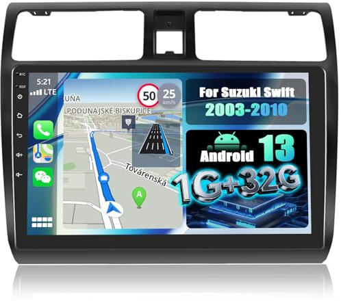 CAMECHO Android 15 Autoradio per Suzuki Swift (2003-2010), Radio Doppio Din con Schermo da 10,1 Pollici, Navigatore Bluetooth RDS FM Mirror Link WiFi e USB