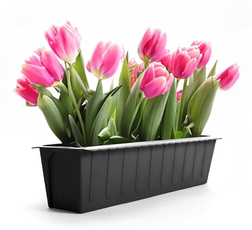 BigDean 4 Stück Paletten Blumenkästen Einsatz in Anthrazit – Pflanzkasten zum Bepflanzen & Dekorieren – Balkonkasten für Kräuter, Blumen & Pflanzen – UV-Stabiler & wetterbeständiger Kunststoff