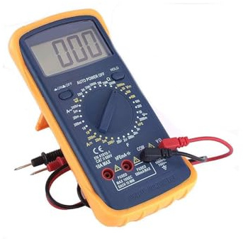 Multímetro digital con medidor de frecuencia, perfecto para técnicos y amantes de la electrónica. Mide voltaje, corriente y resistencia con gran precisión en un solo dispositivo.