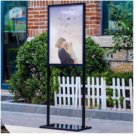 Infoständer Höhenverstellbar Bodenstehender Plakatständer, Werbeplakatständer Mit Sockel, Austauschbarer Schilderhalter Aus Metall For Geschäftsmessen, Büros, Supermärkte ( Color : Black , Size : 60x1