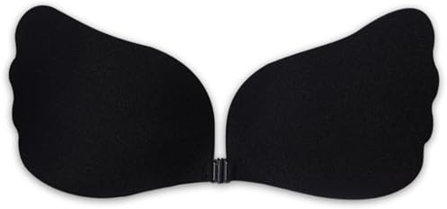 Dilara axelbandslös push-up bh självhäftande – osynlig återanvändbar självhäftande bh för rygglös outfit – säkert grepp och volym, svart, C