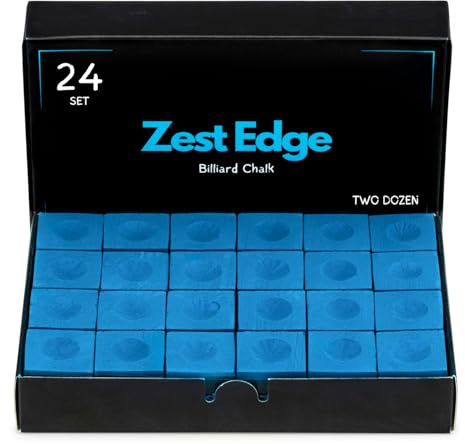 ZEST EDGE 24pc Pool Chalk Blue for Pool Cue Tips - 24 x Snooker Chalk for Snooker Cues - Pack of 24 Billiard Table Accessories for Cue Tips - Billiard Gifts for Men and Women