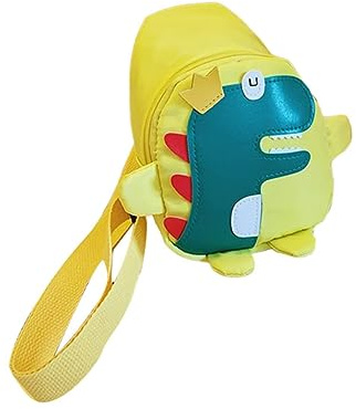 ORFOFE Bolso Cruzado Infantil Dinosaurio Amarillo Bolsa Multifuncional para Niñas Organizador con para Juguetes y Accesorios Pequeños