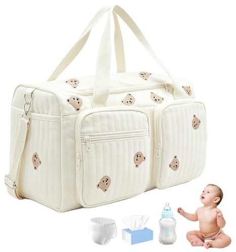 CEWROM Bolsa de pañales versátil, bolso cambiador para bebé y bolsa de maternidad, ligero y acolchado con bordado para el embarazo y el cuidado del bebé, para hospital y escapadas de fin de semana