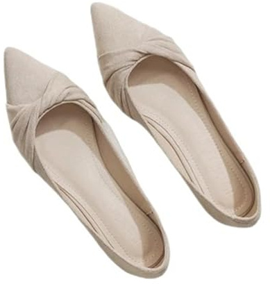 Scarpe arrotolabili da Donna Ballerine da Donna Eleganti e Confortevoli, Pieghevoli, Piccole Scarpe a Punta(Apricot,34)