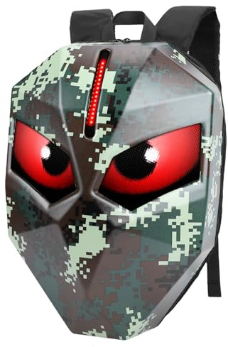 LiebeWH LED-motorcykelryggsäck, ABS PC Hard Shell App Controlled Eye Display Bag 19,5 X 15 X 7,9 Tum, USB-driven Vattentät Bärbar Datorpaket för Ridning Cykelresor Män