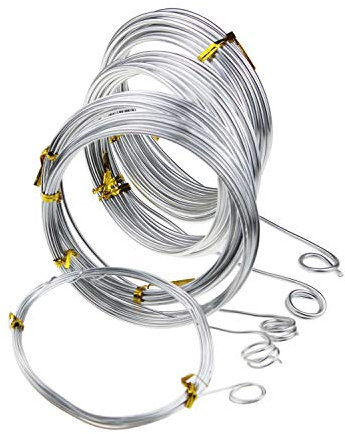 Silberfarbener Aluminiumdraht / Basteldraht, 5 verschiedene Größen (1 mm, 1,5 mm, 2 mm, 2,5 mm und 3 mm Dicke), Aludrahtrollen für Heimwerker, Skulptur und Handwerk, je Rolle 5 Meter
