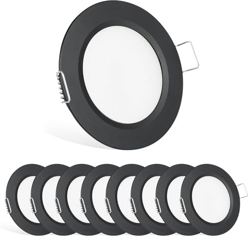 acegoo 12V LED Recessed Mount Ceiling Light, Caravan Boat Downlight Spot Lights for Camper Van Cabin Truck Motorhome Sailboat Under Cabinet Kitchen Bathroom, Black 3000K, 8 Pack