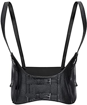 TOFBS Punk Leder Korsett Harness Unterbrustkorsett Taillengürtel Verstellbare Gothic Weste für Frauen und Mädchen Cosplay Party Rave Halloween Kostüm (Schwarz)