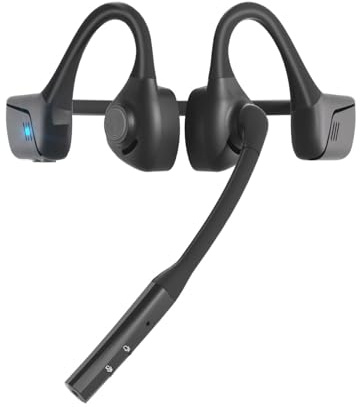 BANIGIPA Bluetooth Headset with Microphone, Open Ear Headphones with Mic, Noise Cancelling Bluetooth Headphones for Phone Computer, Wireless Headset Multipoint Connection & Mute Button for Working-16H