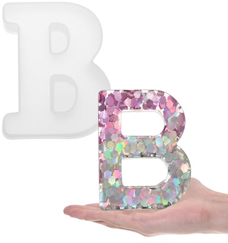sourcing map Large Letter B Resin Molding 6 3D Capital Alphabet Silicone Mould for Word Sign Art, DIY Crafts, Home Party Decoration, Candle Wax, Soap Crafts