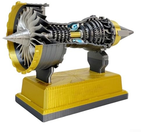 Construye tu propio juguete de motor turbofan, kit de construcción de motor TR900, kit de construcción de réplica, amortiguador eléctrico de 12 cm, más de 10 años (amarillo)