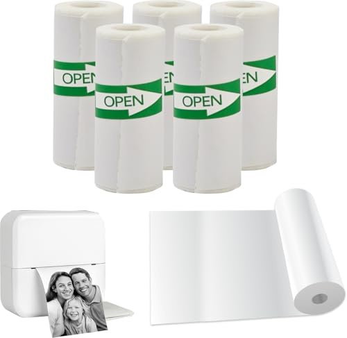 Rotoli per stampante termica, 57x30mm, 5 rotoli, autoadesivi, senza BPA, compatibili con Peripage A6, GuKKK