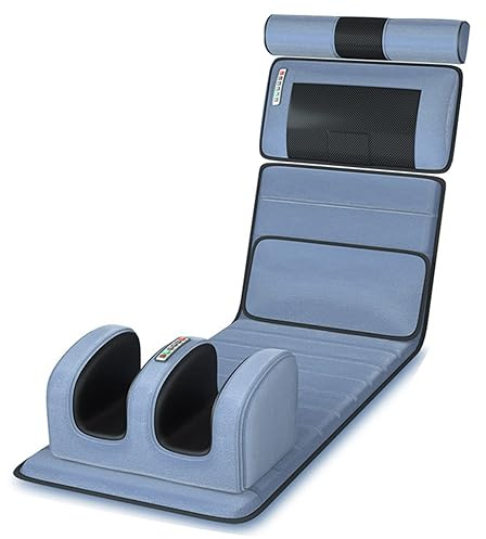 Masajeador, colchoneta con Almohadilla térmica, Cama de Cuerpo Completo con Almohada Cervical, 10 Motores para Cuello y Espalda