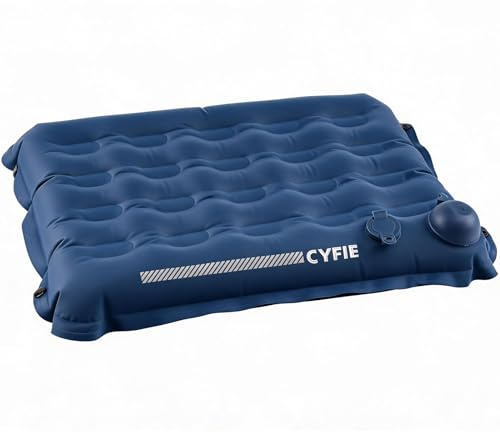 CYFIE Cojín de Asiento Inflable, Inflado por Presión, Cojin Plegabl (Azul) | Ultraligero y Plegable, 7 × 34 × 42 cm, Ideal para Acampar, Actividades al Aire Libre, Festivales de Música, Playa y Césped