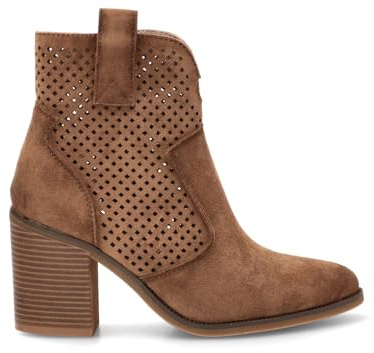 Etika Botines de Tacón Alto para Mujer, Diseño Calado de Entretiempo con Caña Corta y Cremallera, 31127 Camel - 41
