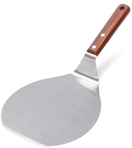 IUAQDP Stainless Steel Pizza Spatula Peel Shovel Cake Lifter Wood Handle Plate Holder Baking Tool Baking Homemade Pizza 8Inch
