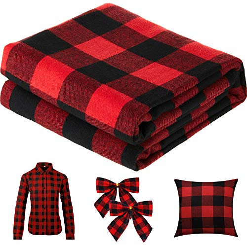 57 x 157,5 Zoll Büffel Plaid Stoffe Baumwolle Weihnachten Gingham Stoff Büffel Kariert Quilten Stoff Bündel für Nähen DIY Hause Bauernhaus Party Festival Dekorationen (Rot und Schwarz)
