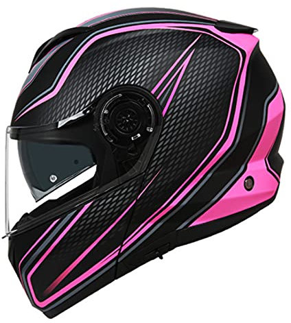 Casque Integral Moto Scooter Homme Femme Adulte - Intégraux Motocross Certification DOT/ECE Safty Helmets, Rose, M