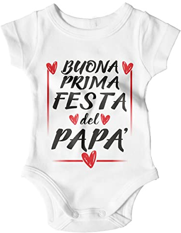 STAMPATEK Body Neonato Festa Papà Bodino Prima Festa del Papà Tutina festa del papà neonato Manica Corta Idee Regalo Divertenti Body Neonata con scritte per Papà