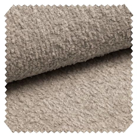 novely® ABEL - Flauschiger Bouclé-Polsterstoff - Recycelter Stoff - Schwer Entzündbarer Möbelstoff - UV-Beständige Meterware 1lfm | Farbe: 02 Beige