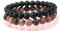 ADRAMATA 3Pcs 8mm Crystal Bead Bracelets for Women Girls Natural Gemstone Rose Quartz Chakra Crystal Bracelet Black Tourmaline Obsidian Bracelet Set for Women Men