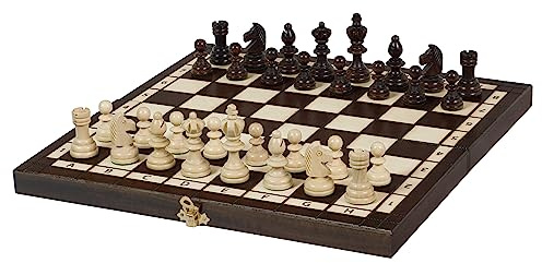 Sunrise Chess | Olympisches Schach | Traditionelle Figuren | Handbemaltes Schachbrett | Naturbelassenes Holz | Widerstandsfähig gegen Beschädigungen | Praktische Kassette