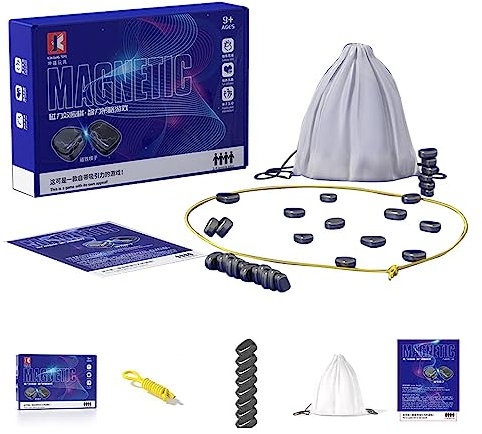 Magnetisches Tischspiel, Magnetisches Schachbrett, Magnetisches Pädagogisches Magnetisches Steinbrettspiel, Puzzle-Damespiel, Tragbares Schachbrett für Familientreffen/Camping