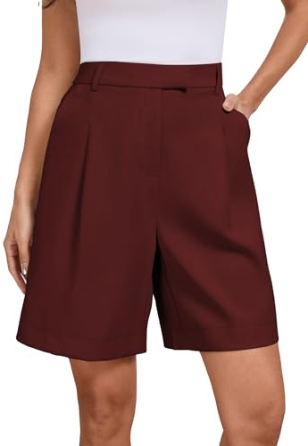 Famulily Womens Comfy Shorts Cute Hot Pants Trendy Summer Sexy Elastic Waist Button Shorts Side Pockets Wine M