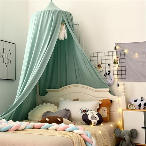 AOOPOO Ciel de Lit pour Bébé Enfant, Lit à Baldaquin pour Bébé Moustiquaire Ronde en Forme de Dôme Rideau à Suspendre Princesse Tente de Lit pour Décoration de Chambre d'enfant et Salle de Lecture