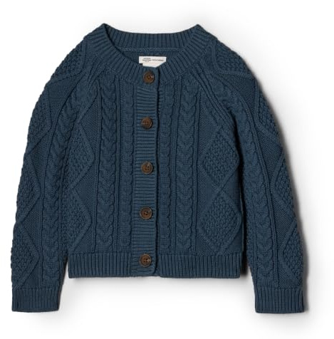 Amazon Essentials x Sofia Grainge Cardigan Trenzado Unisex Bebés, Azul Marino Oscuro, 18 Meses