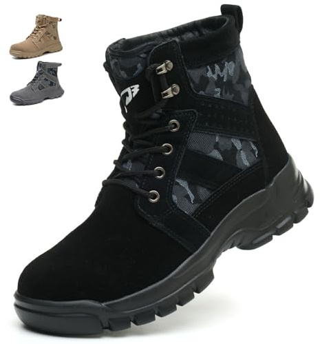 COOU Chaussures de Sécurité Hommes Femmes Légère Basket de Securite Montante Confortable Bottines de Travail avec Embout en Acier 151/Noir42