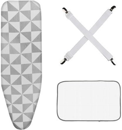 Housse de table à repasser réfléchissante la chaleur 120 x 41 cm avec serviette à repasser et pince de fixation, housse de table à repasser, housse de planche à repasser, convient pour les fers à