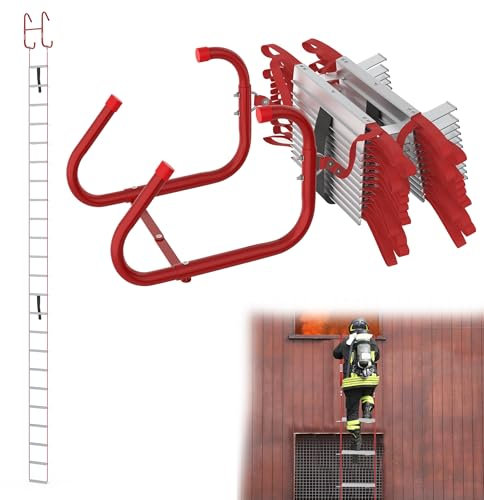 YRHome Échelle de sauvetage en aluminium ignifuge de 7,5 m pour usage domestique - Échelle de sécurité pliable - Échelle de secours - Échelle de pompier pour les situations d'urgence - 450 kg - Pour