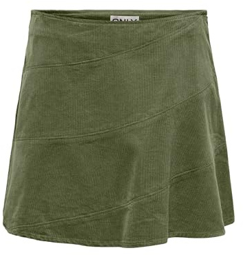 ONLY Hw Cord Skater Skirt CC PNT Onlmoxie Jupe Patineuse en Velours côtelé, Kalamata, XS Femmes