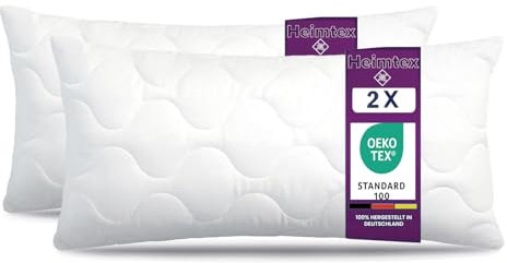 HEIMTEX Steppkissens Kissen 40x80cm 2er-Pack – Mikrofaser Kissen 40x80cm mit 500g Füllung aus frischer Faser – Premium Hotelqualität, hypoallergen, Bettkissen, Seitenschläferkissen & Flauschkissen