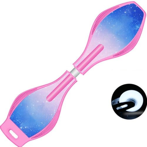 ERNAN Waveboard con Ruedas LED, Waveboard Infantil Street Surf Caster Torsion Skateboard Double Deck Casterboards for Niños/Adolescentes (Nebulae Pink)